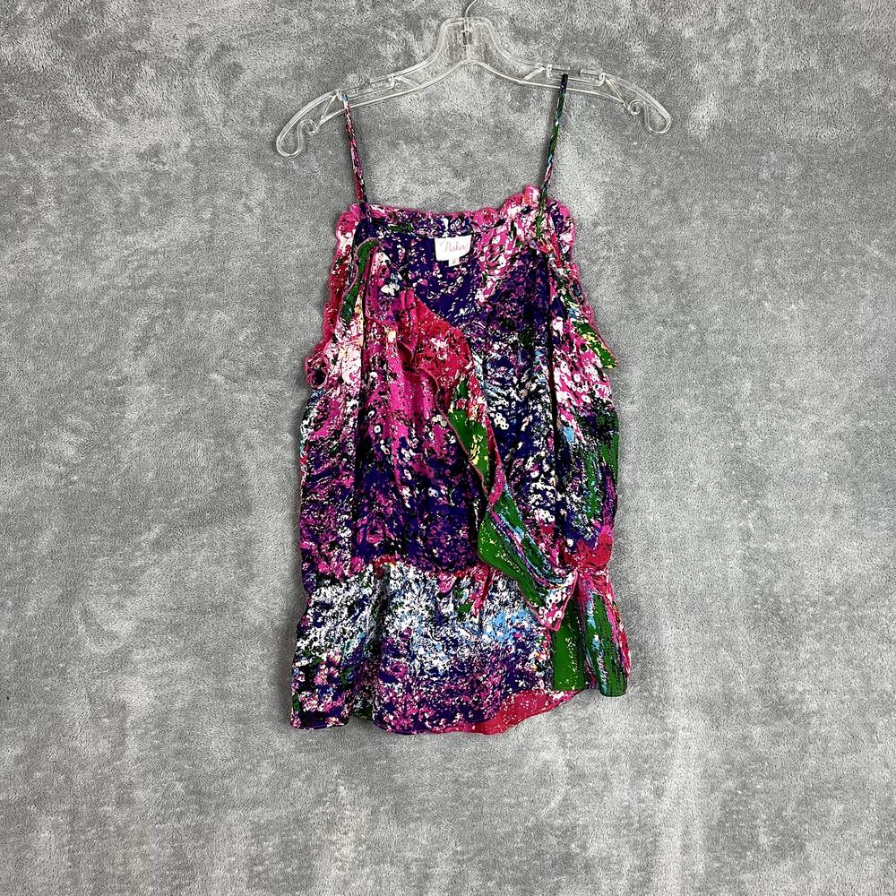 Vintage Y2K Fairy Top Womens M 100%‎ Silk Multicolor Whimsical Peplum Style
